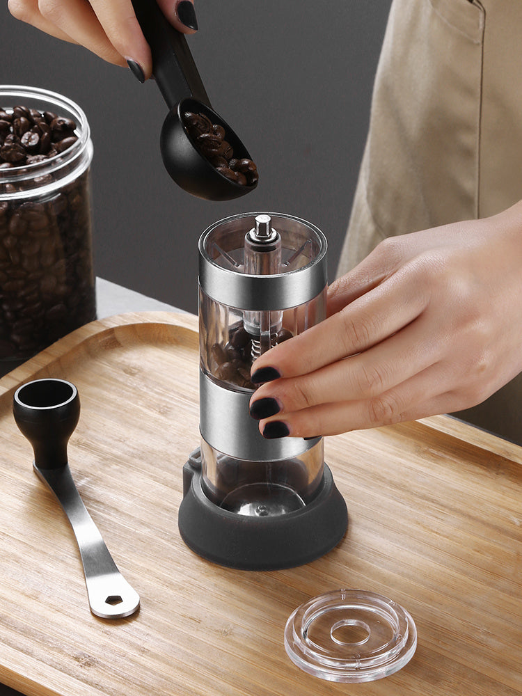 Handmühle Kaffeemühle Glas und Stahl