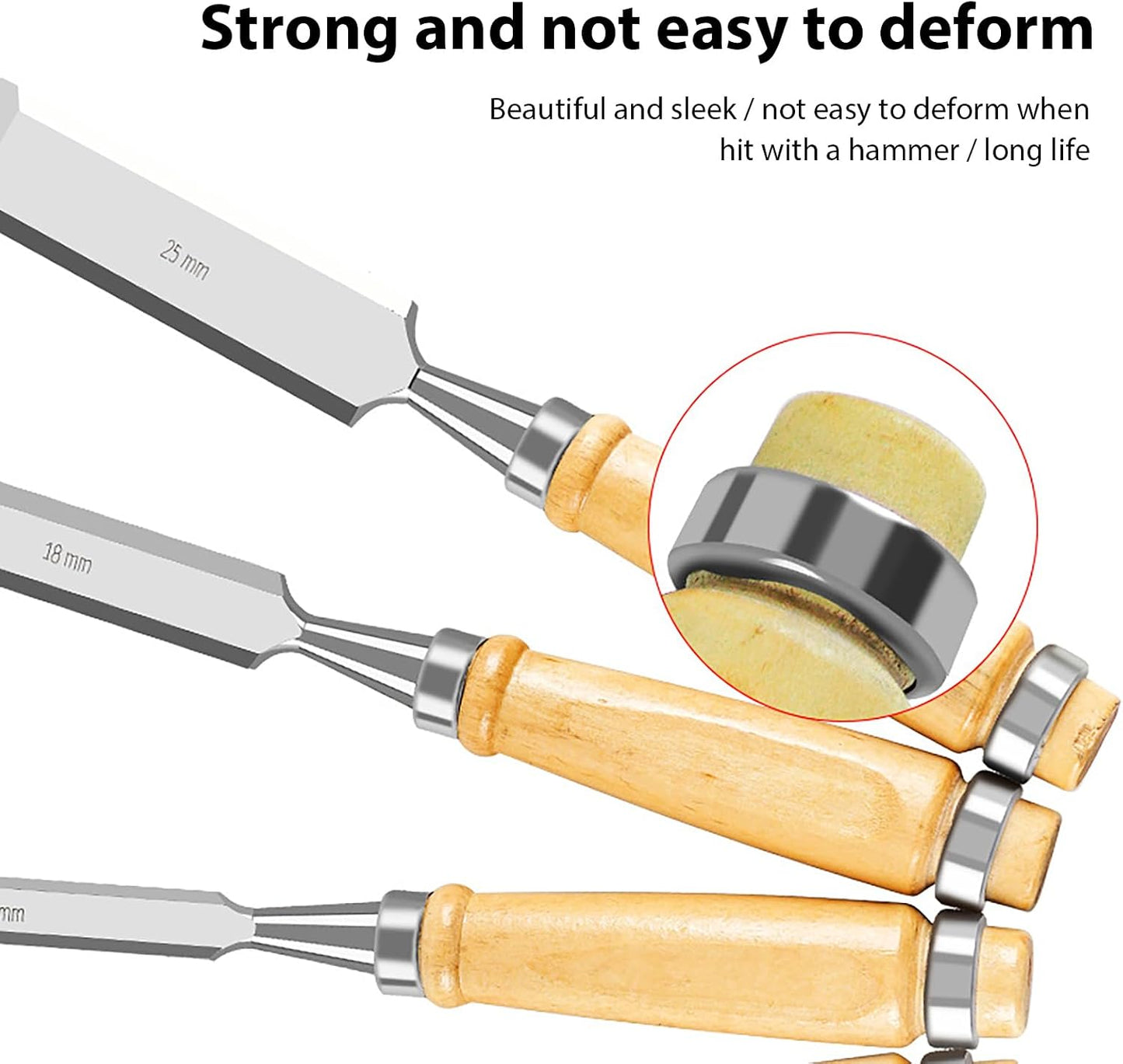 Holzbeitel-Set mit ergonomischem Griff, hohe Härte – Schreinerwerkzeuge zum präzisen Schnitzen und für die Möbelherstellung