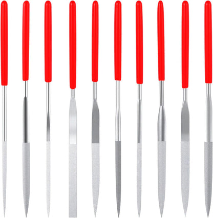 Mini Diamantfeilen-Set, 10 Stück, 3 mm x 140 mm, kleine Diamantfeilen, Mini-Metallriffelfeilen, Werkzeuge für präzise Metallarbeiten