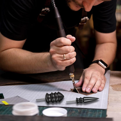 2 Stück Leder-Burnisher Kit DIY Lederhandwerk Schnitzwerkzeug-Set mit Anspitzer, Polierzubehör, Lederpolierer