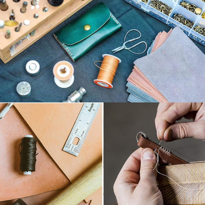 32 Leder-Nähwerkzeuge, DIY-Tool, gewachster Faden, Werkzeugset zum Nähen von Leder, Polstern, Teppichen